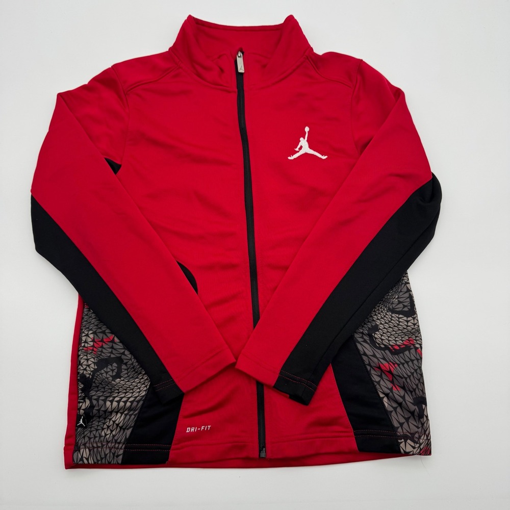 Jordan Boys Red Black Dri-FIT Full Zip Track Jacket Jumpman L 12-13